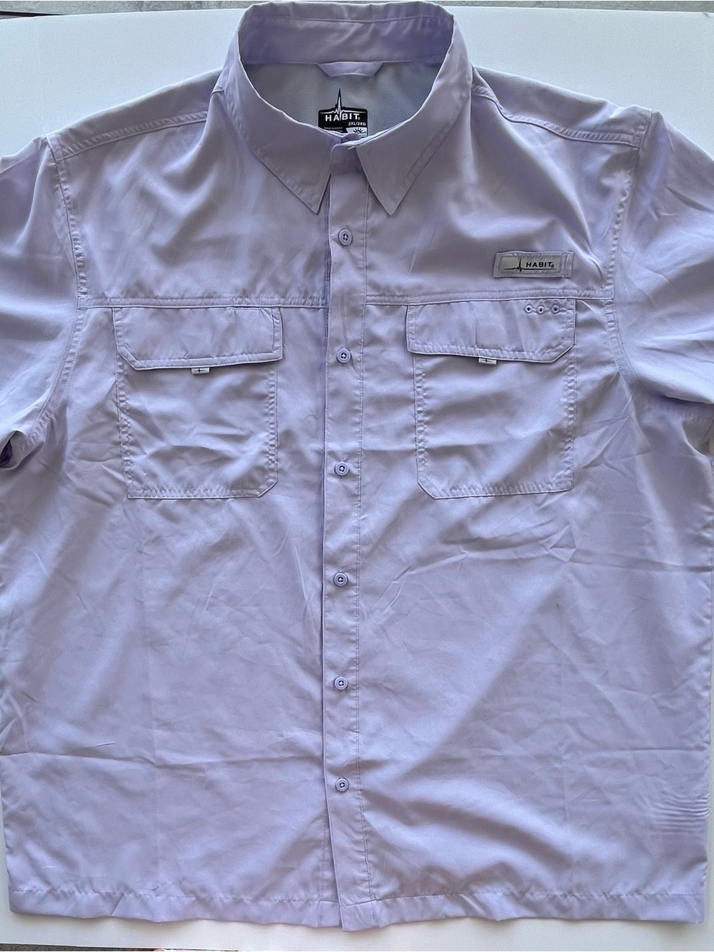 Habit XXL lightweight fishing/outdoors shirt. Lavender, unisex, vents, pockets